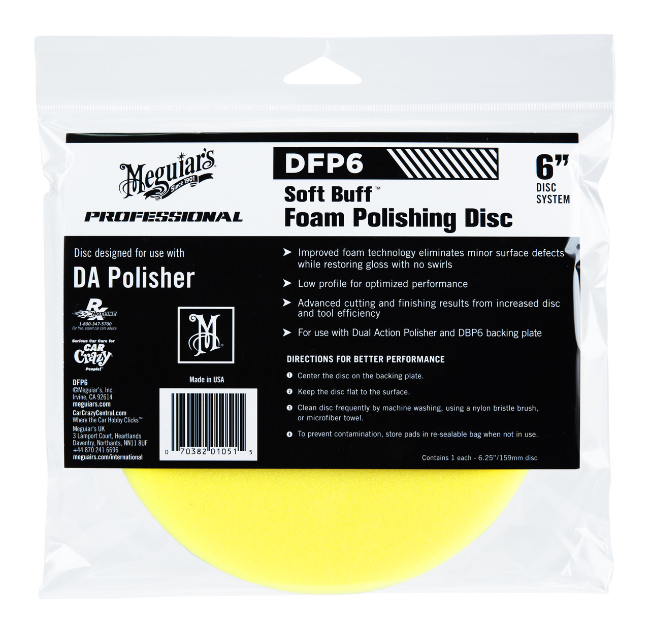 Полірувальний круг середньої жорсткості - Meguiar's DA Soft Buff Foam Polishing Pad 159 мм. жовтий (DFP6)