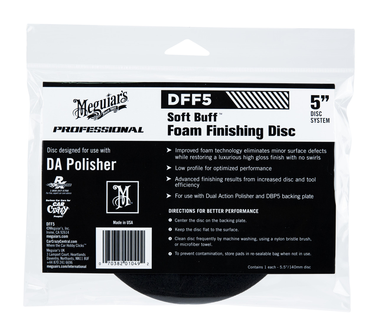 Полірувальний круг м'який - Meguiar's DA Soft Buff Foam Finishing Pad 140 мм. чорний (DFF5)