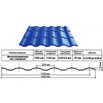 Металочерепиця Тревізо 0,45 мм Ral 7024 мат ThermaSteel Італія, фото 5