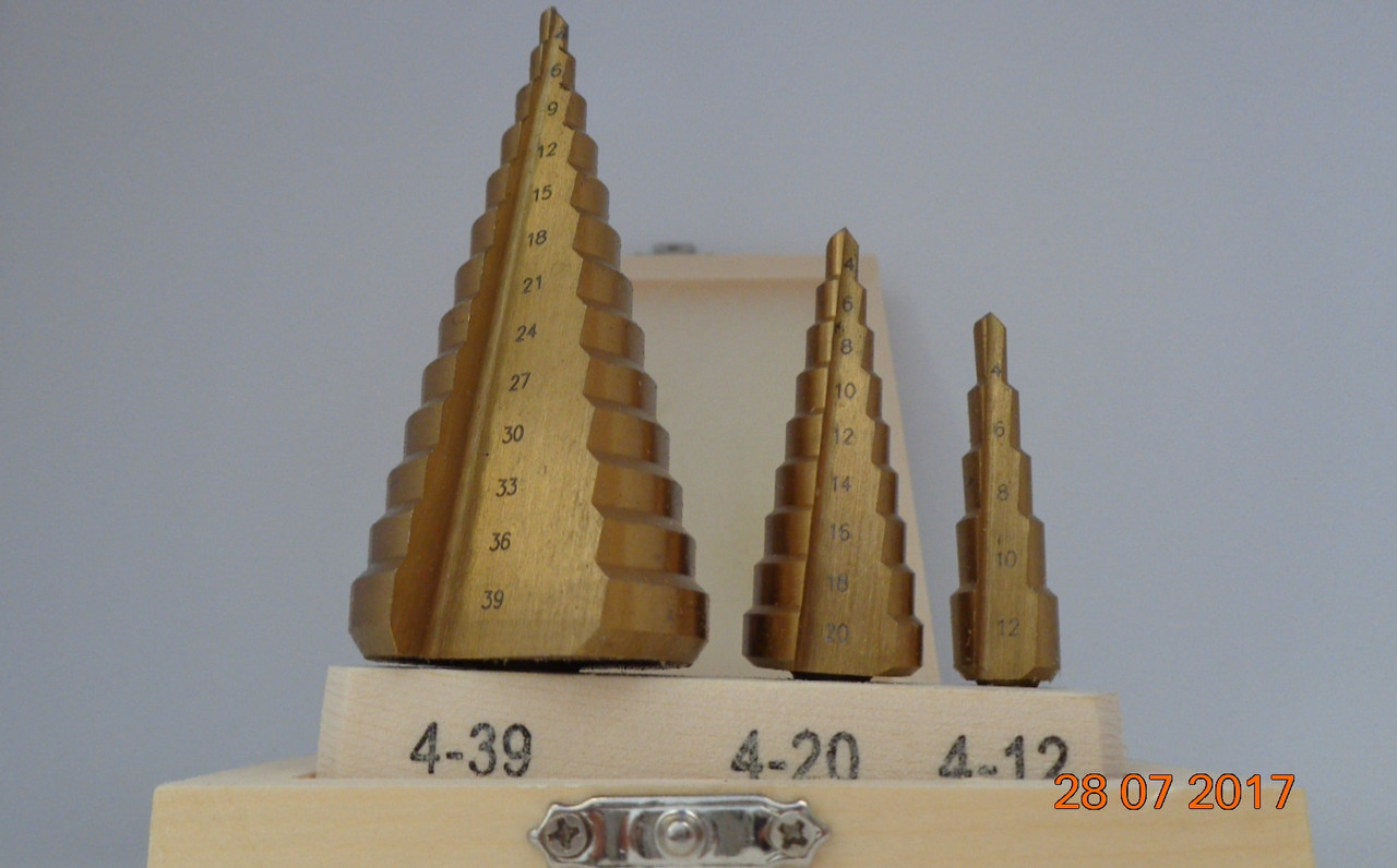 Свердло ступеневе для металу конусне набирання 3 штуки HSS 4-12/4-20/4-39 мм