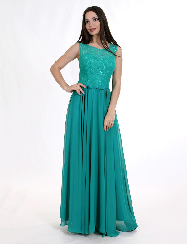 Сукня жіноча зелена вечірня дизайнерська довга в підлогу Modna KAZKA MKENG2043-1