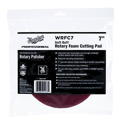 Полірувальний круг жорсткий - Meguiar's Rotary Foam Cutting Pad 7" 178 мм, бордовий (WRFC7), фото 1