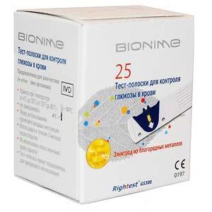 Тест-смужки Bionime GS 300 (25 штук) до глюкометра