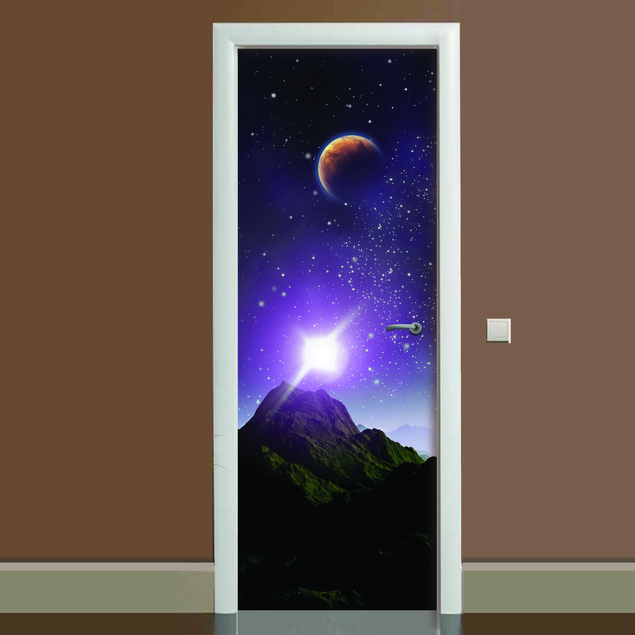 Наліпка на двері Космос 03 650х2000 мм вінілова 3Д Наліпка декор самоклеюча