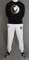 Спортивний костюм Стаф чоловічий, костюм Staff трикотажний чорний з сірим XS