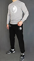 Спортивний костюм Стаф чоловічий, костюм Staff трикотажний сірий з чорним XS