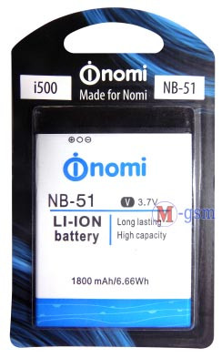 Батарея Nomi NB-51 для Nomi i500 1800мА/ч Original - фото 1 - id-p567525330