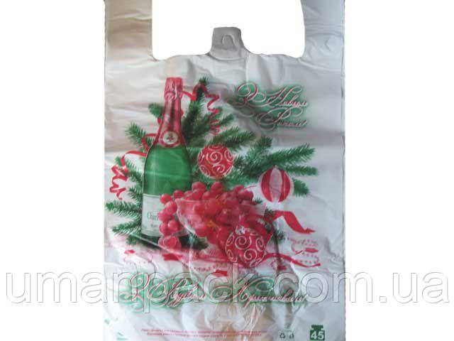 Пакет майка поліетиленова 34*58 HГ Шампанське "Комсерв" (100 шт.)Поліетиленові пакети сумки