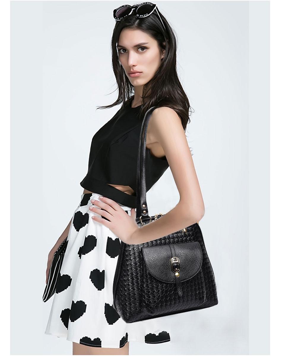 Рюкзак сумка женский плетеный кожаный (черный) - фото 3 - id-p567642071
