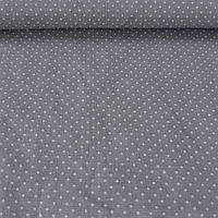 Тканина в дрібну білу точку 1 мм на темно-сірому тлі (ширина 90 см)