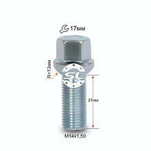 Болт колісний М14х1,5х27мм (Audi, Mercedes,Skoda,VW,Seat) Сфера Хром ключ 17