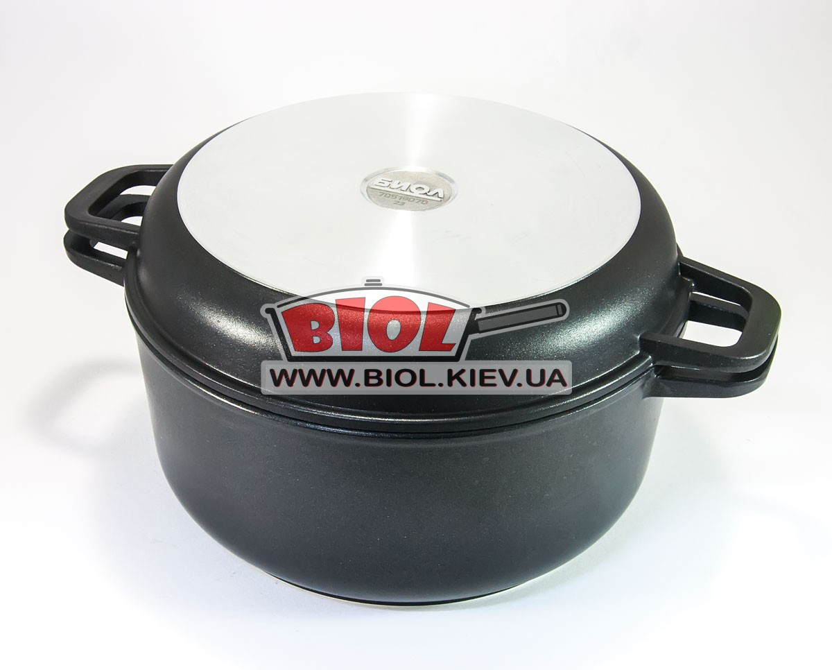 Каструля алюмінієва 4 л з антипригарним покриттям і кришкою-сковородою БІОЛ K402P, фото 1