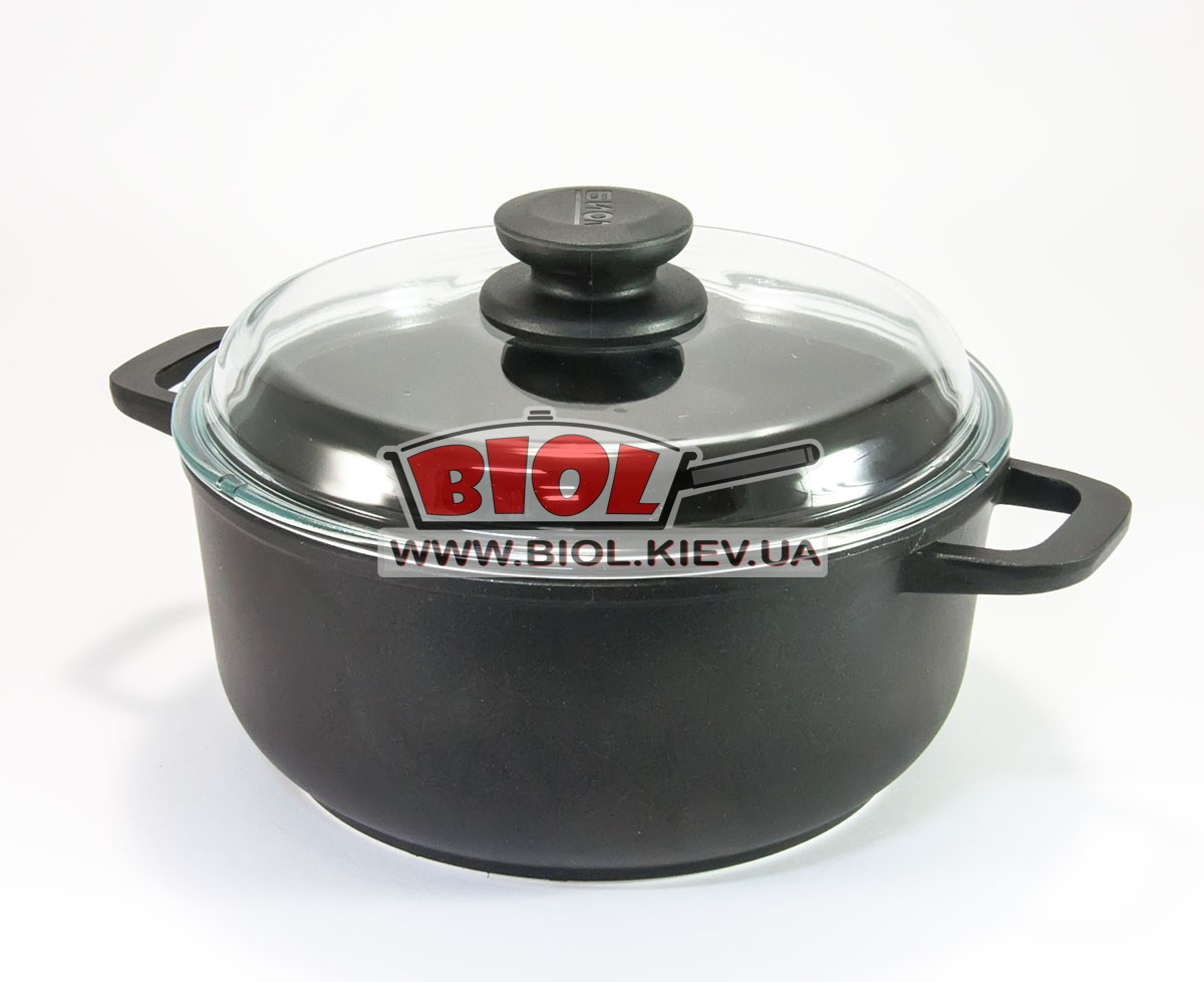 Каструля алюмінієва 2 л з антипригарним покриттям і скляною кришкою БІОЛ K201PC, фото 1