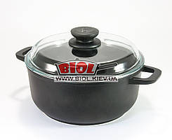 Каструля алюмінієва 2 л з антипригарним покриттям і скляною кришкою БІОЛ K201PC