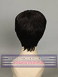 Легка перука для літа Kristen (Термоволосы) чорний колір, частково на сітці, фото 4