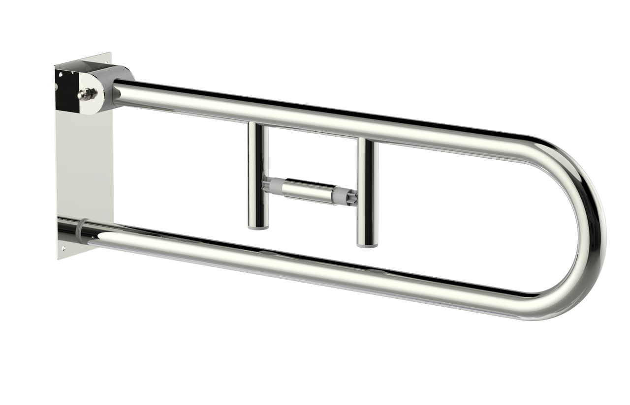 Відкидний настінний поручень з додатковим тримачем,Ø 32, розмір 73х23х11см, фото 1