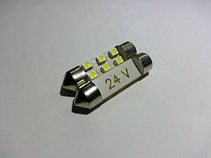 Світлодіодна Софітна Автолампа 24v T10, 36-38mm, 6pcs 3528 (36 Lm)
