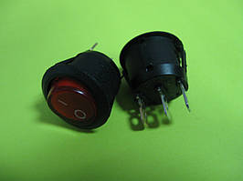 Кнопковий вимикач, KCD1-105/N, ON-OFF, 3pin, 6A, 220V круглий з підсвічуванням