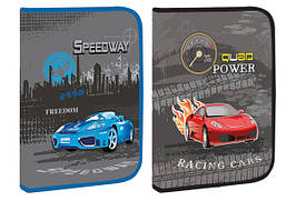 Папка А4 на блискавці, пластикова KIDIS - SPEEDWAY, з глітером 22*31*3