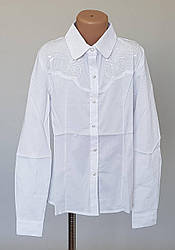 Біла блузка для дівчаток з довгим рукавом