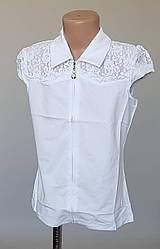 Блузка дитяча з короткими рукавами білого кольору розміри з 134 до 164