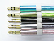 Шнур аудіо, штекер 3,5стерео — штекер 3,5стерео, сітка, метал, gold, 1 м 