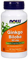 Ginkgo Biloba 60 мг NOW, 60 капсул