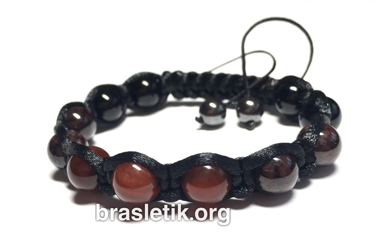 Браслет Shamballa из натуральных камней Сардоникс Гранат Оникс - фото 1 - id-p568289387