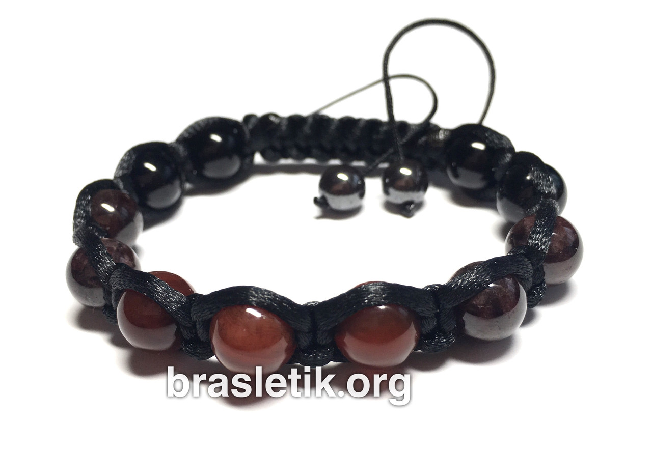 Браслет Shamballa из натуральных камней Сардоникс Гранат Оникс - фото 2 - id-p568289387