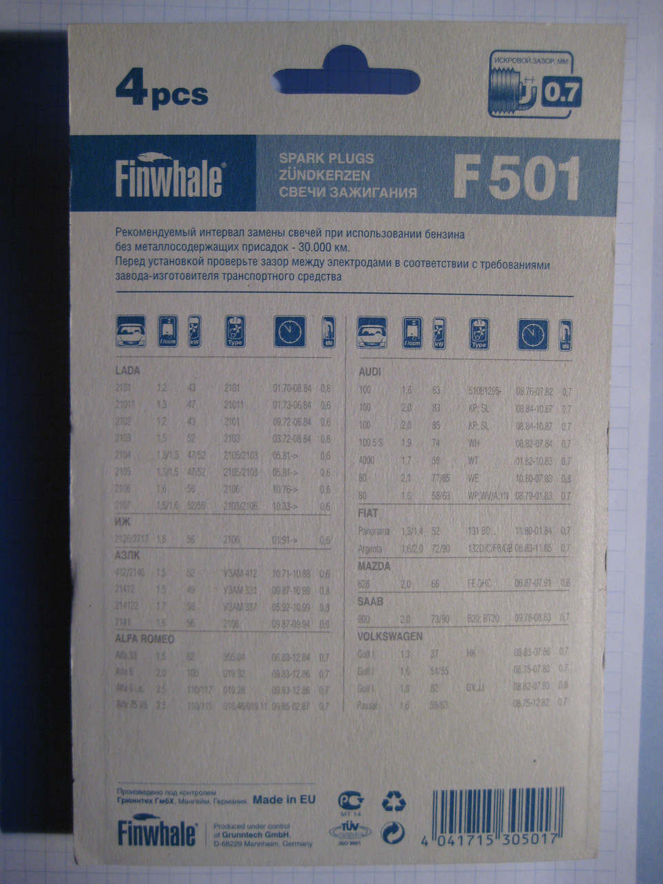 Свечи зажигания F 501 ВАЗ 2101 2102 2103 2104 2105 2106 2107 Нива Тайга 2121 21213 Finwhale - фото 2 - id-p39186232