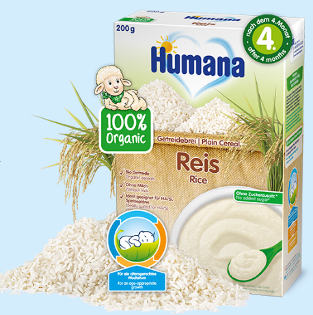 Безмолочная каша Humana органическая рисовая, 200 г - фото 1 - id-p455836415
