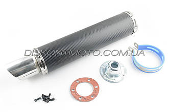Прямоток на скутер 420*100мм глушник кріплення Ø78мм (нержавіюча сталь, чорний карбон, прямоток)