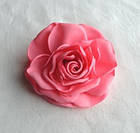 Брошка рожева квітка з тканини ручної роботи "Троянда Аура Саду", фото 2