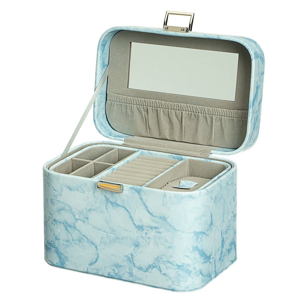 

Шкатулка для украшений кожзам 22х15х6 см 10505-007/blue, Голубой