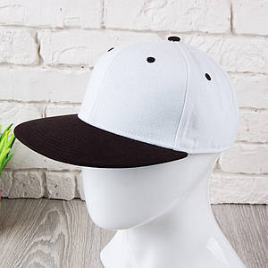 Біла кепка сніпбек з чорним козирком (Snapback)