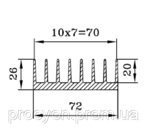 Радіатор алюмінієвий 72х26 20 см.