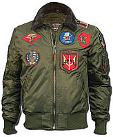 Бомбер Top Gun Official B-15 Men's Flight Bomber Jacket With Patches TGJ1542P (Olive)