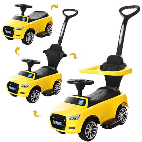Каталка Толокар для малюків BAMBI M 3503A-6 жовтий з захисним бампером і батьківською ручкою