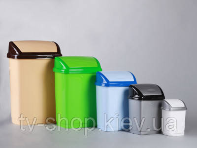 Відро з поворотною кришкою 16 л (біле із сірим), фото 1