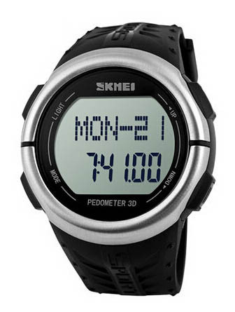 Годинник наручний пульсометр крокомір Skmei 1058 Black, фото 1