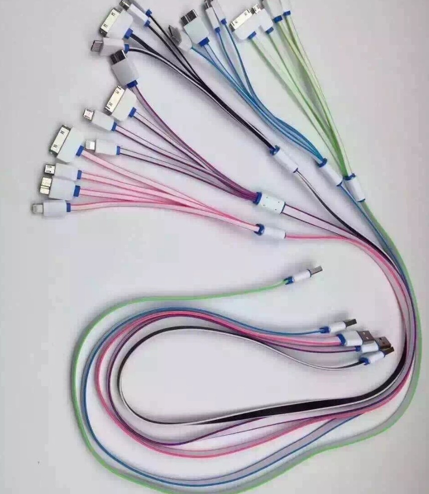4 в 1 USB - micro USB,Iphone4/5/6,Note 3 плоский 1 метр