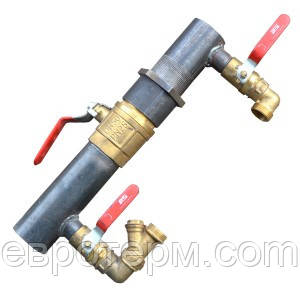 Байпас сталевий для опалення короткий з краном 40, фото 1