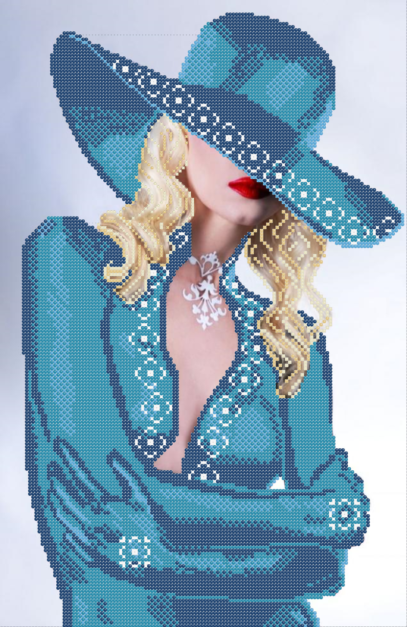 Схема вишивки бісером Дівчина блонд (в блакитному)), фото 1