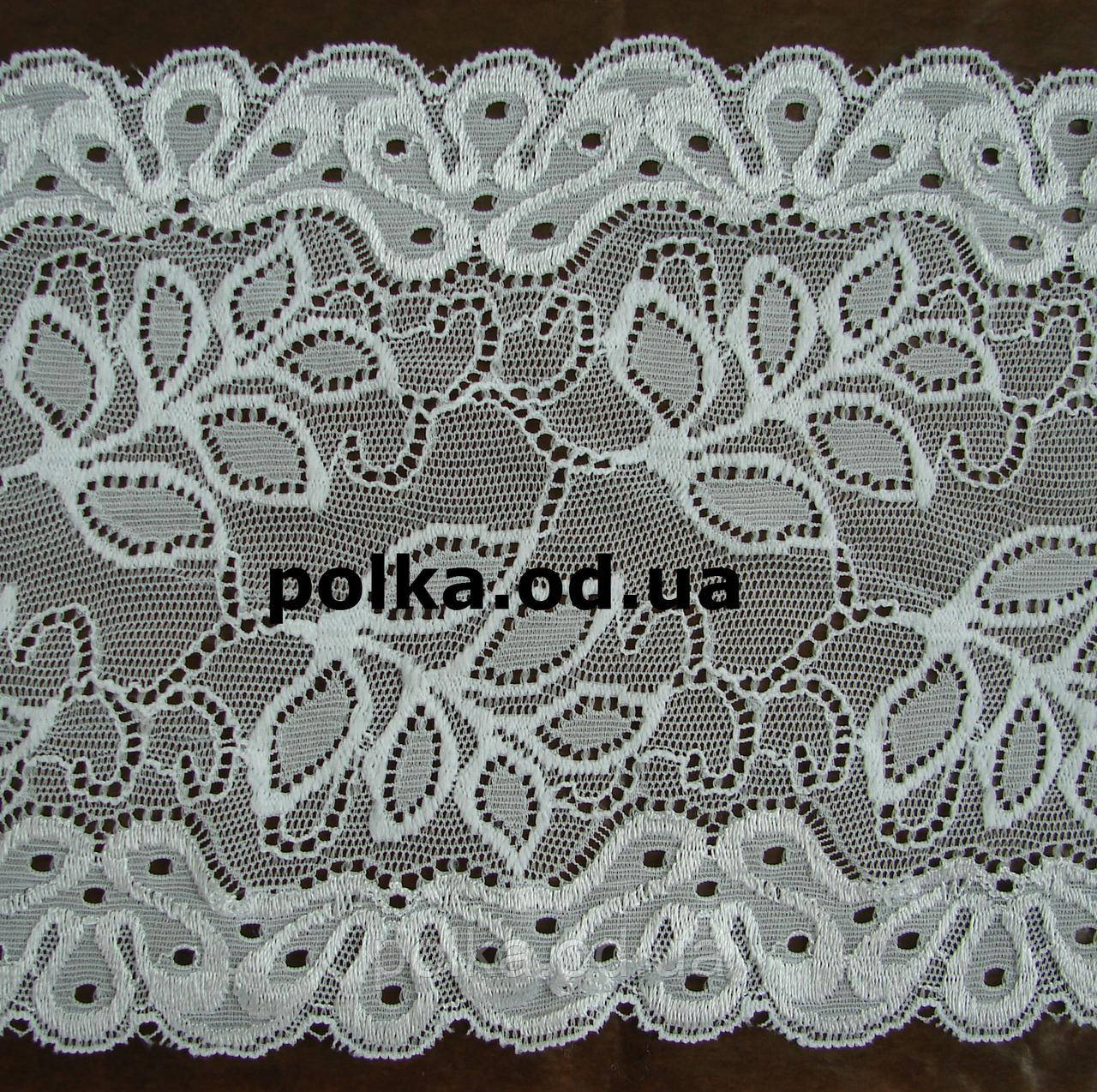 Стрейчевое мереживо "акація",ширина 17 см, колір білий