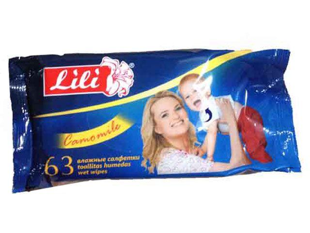 Гігієнічні вологі серветки Lili "Ромашка", 63 шт\пач