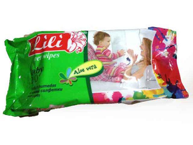 Одноразові вологі серветки Lili "Алое", 100 шт\пач