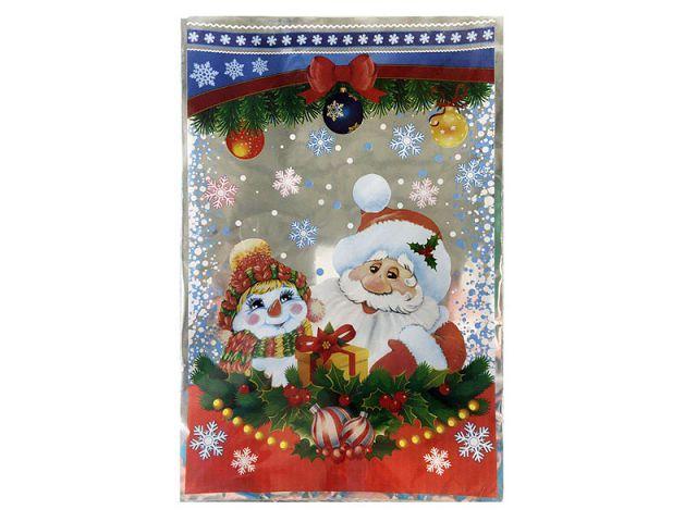 Новогодние Пакеты для Конфет и Подарков (20*30см) Дед Мороз и Снеговик, 100 шт\пач - фото 1 - id-p510513275