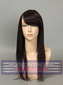 Довга перука з чубчиком Nancy AT, термоволосся, колір гіркий шоколад