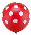 Повітряна кулька червоний в білий горох кругова друк 12", фото 8