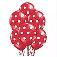 Повітряна кулька "Божа Корівка"пастель червоний в білий горох кругова друк. 12 дюймів / 30см., фото 2
